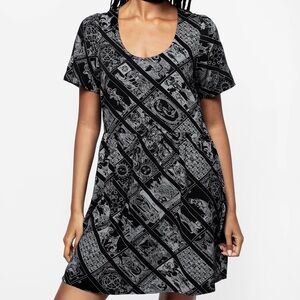 Disturbia Tarot Cartomancy Scoop Neck Mini Smock Dress